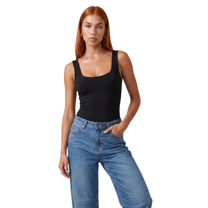 I am body femenino negro de viscosa 26512 vista de tres cuartos