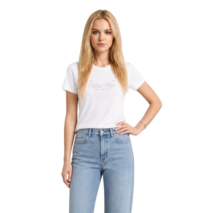 Camiseta blanca de mujer Calvin Klein Jeans LV047G804G vista frontal