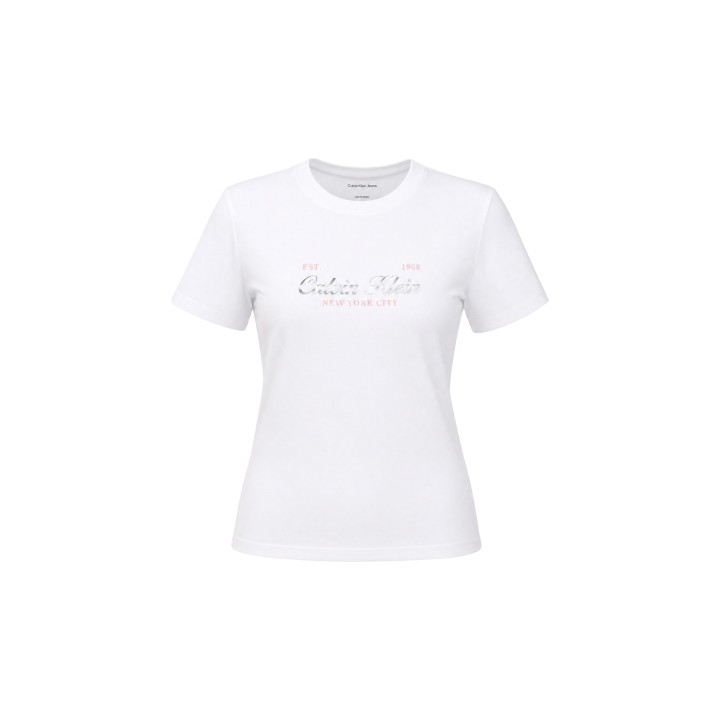 Camiseta blanca de mujer Calvin Klein Jeans LV047G804G detalle frontal