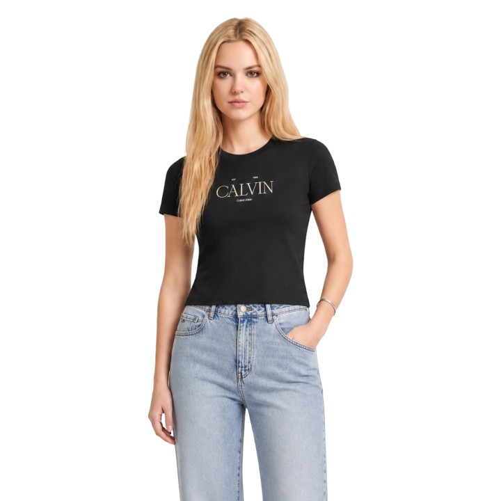 Camiseta negra de mujer Calvin Klein Jeans LV047G806G vista frontal