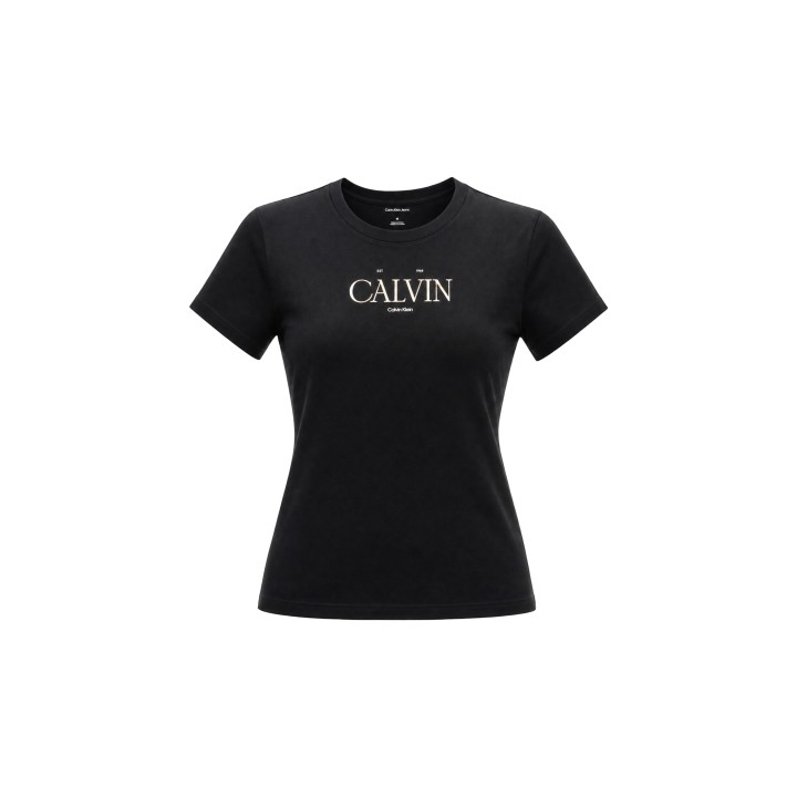 Camiseta negra de mujer Calvin Klein Jeans LV047G806G detalle frontal