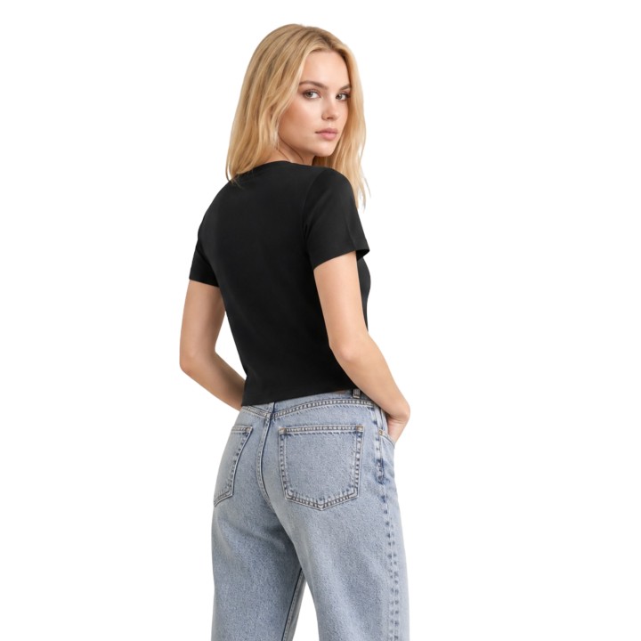 Camiseta negra de mujer Calvin Klein Jeans LV047G806G vista de tres cuartos posterior
