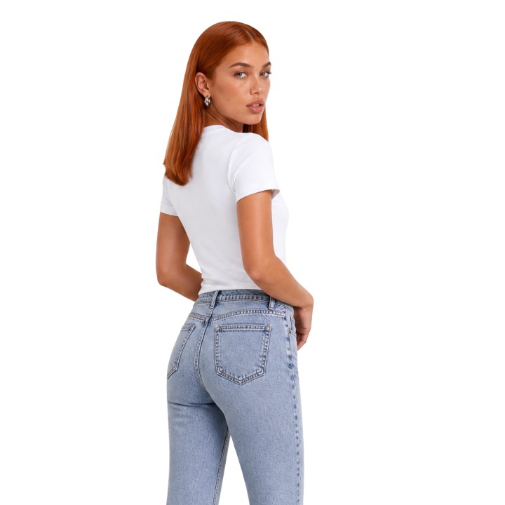 Camiseta blanca de mujer Calvin Klein Jeans LV047G807G vista posterior de tres cuartos