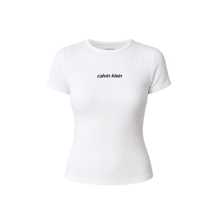 Camiseta blanca de mujer Calvin Klein Jeans con logo vista frontal