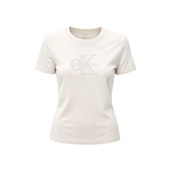 Calvin Klein Jeans camiseta de mujer crema LV047G829G detalle frontal