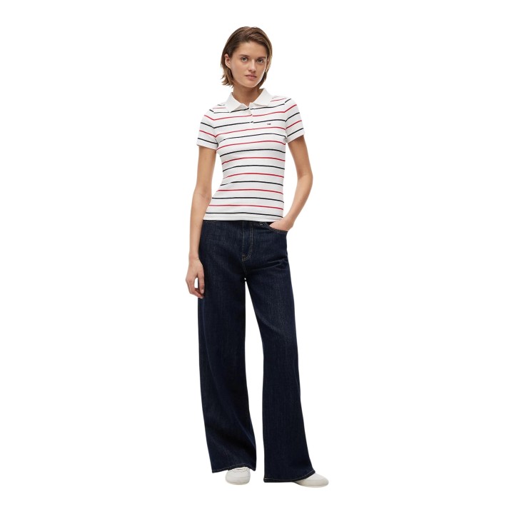 Camiseta blanca de mujer Tommy Hilfiger Jeans DW0DW22327 vista frontal completa