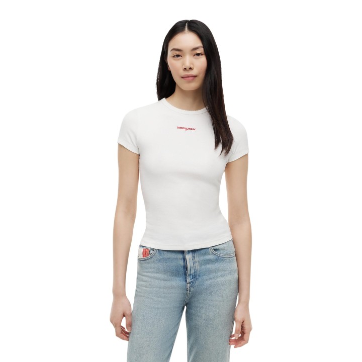 Camiseta de mujer Tommy Hilfiger Jeans Sour Cream DW0DW22809 vista frontal