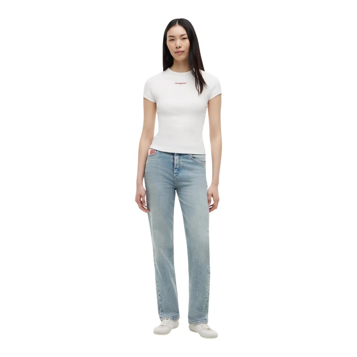 Camiseta de mujer Tommy Hilfiger Jeans Sour Cream DW0DW22809 vista frontal completa