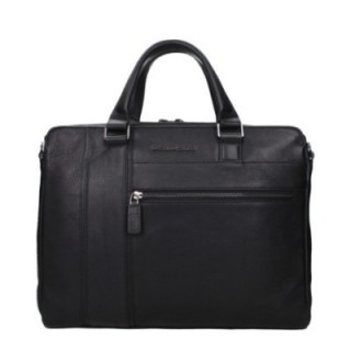 Maletín Piquadro para portátil de piel negra para hombre vista frontal