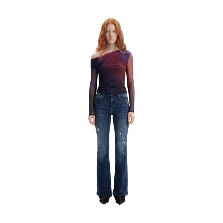 Camiseta de manga larga Desigual TS_ESTAMBUL azul para mujer vista frontal completa