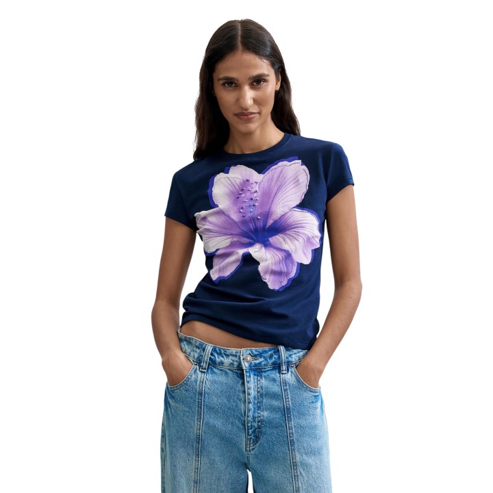 Desigual camiseta de mujer azul 26WWTK51 vista frontal