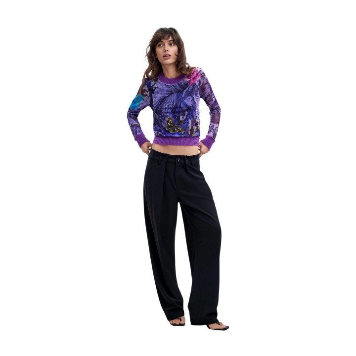 Desigual camiseta de mujer violeta TS_HORSE_LACROIX vista frontal de cuerpo entero