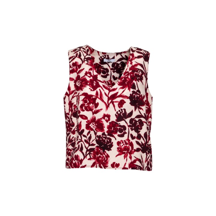 I am camiseta de mujer 26233 en viscosa bordeaux detalle frontal
