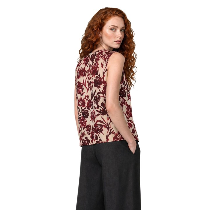 I am camiseta de mujer 26233 en viscosa bordeaux vista posterior
