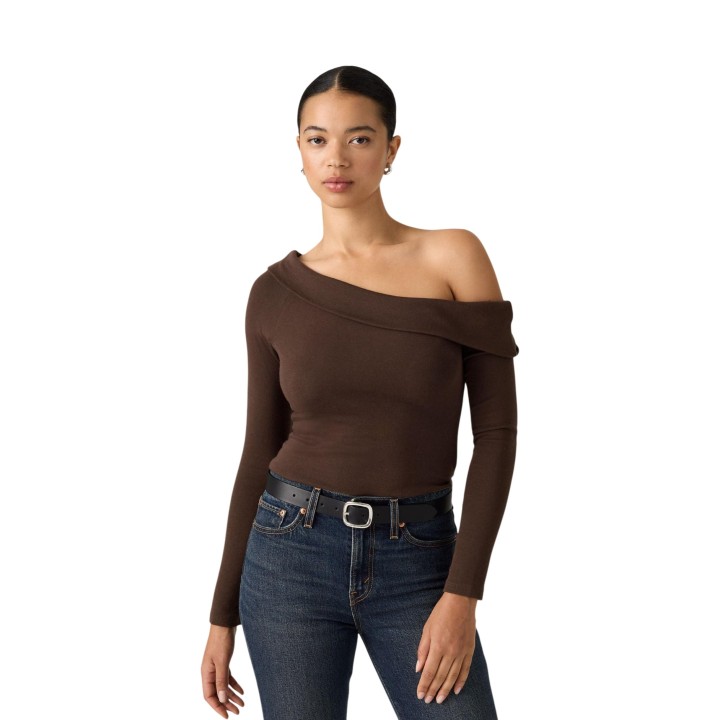 Camiseta de mujer Levi's® marrón de manga larga vista frontal