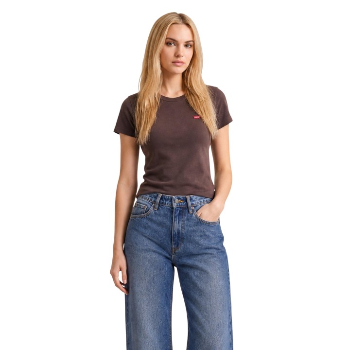 Levi's® camiseta de mujer marrón de algodón vista frontal