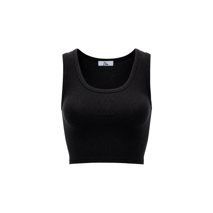 I am crop top básico negro para mujer 1947 vista de detalle