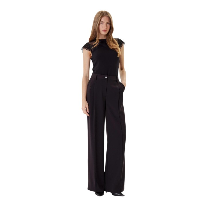 Morgan De Toi camiseta de mujer negra 252-DODO vista frontal de cuerpo entero