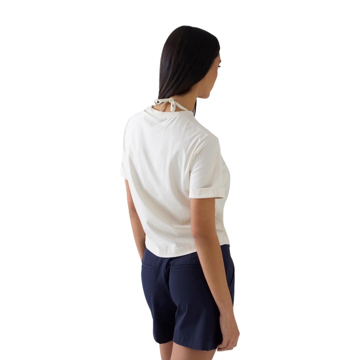 Camiseta Guess de mujer color crema vista posterior