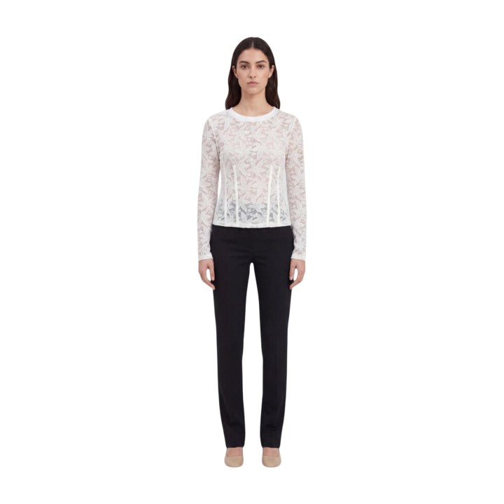 Liu-Jo camiseta de mujer blanca de encaje floral TF6152 J3968 vista frontal