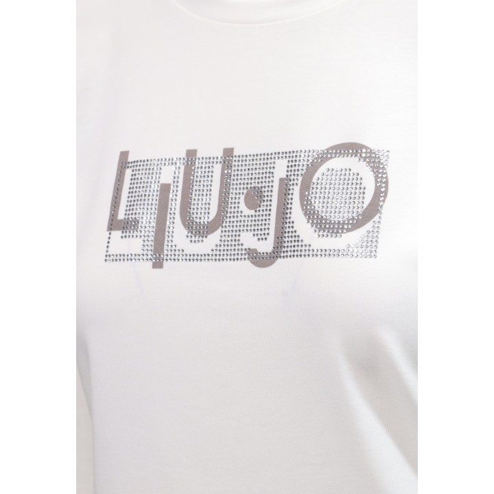 Liu-Jo camiseta de mujer blanca TF6248 JS003 detalle del logo
