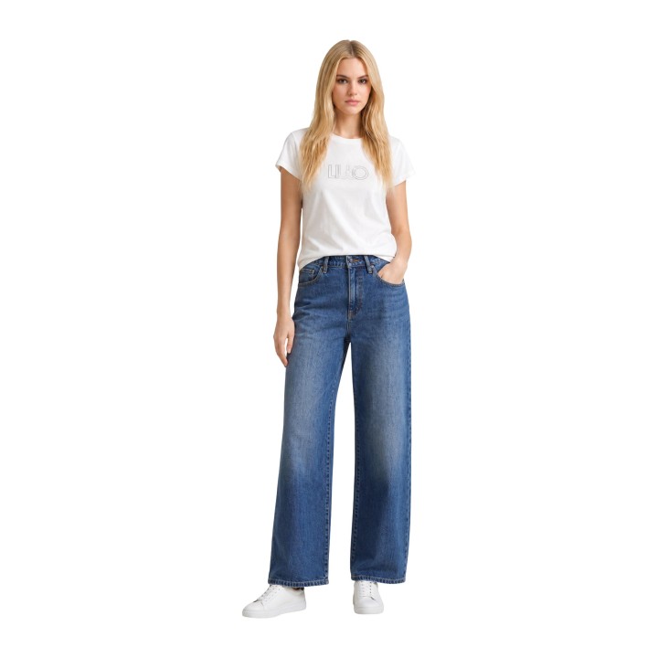 Liu-Jo camiseta de mujer blanca TF6251 JS923 vista frontal de cuerpo entero