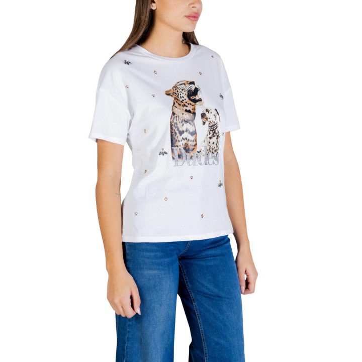 Camiseta Liu-Jo de mujer blanca vista de tres cuartos modelo WA6331 JS904