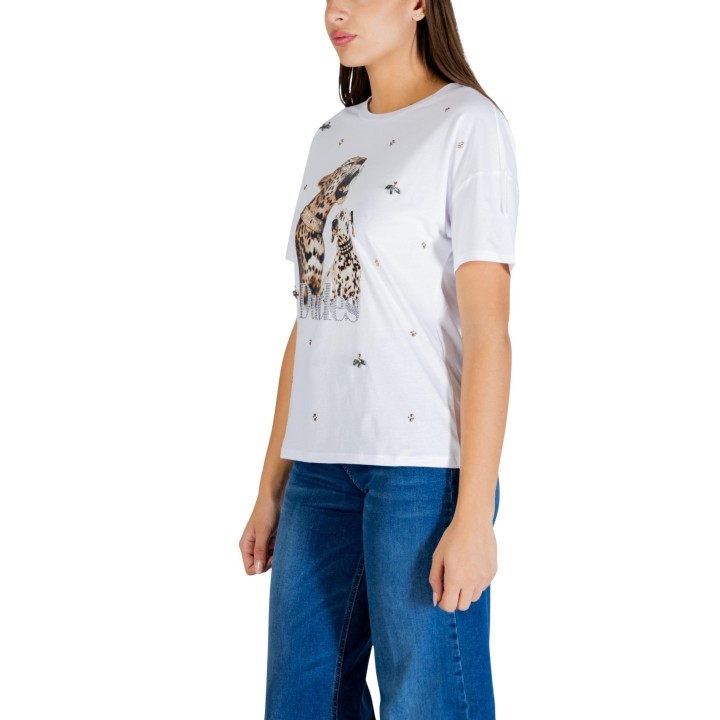 Camiseta Liu-Jo de mujer blanca vista lateral modelo WA6331 JS904
