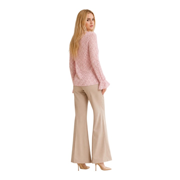 I am camiseta de mujer rosa empolvado T2517 vista posterior en tres cuartos