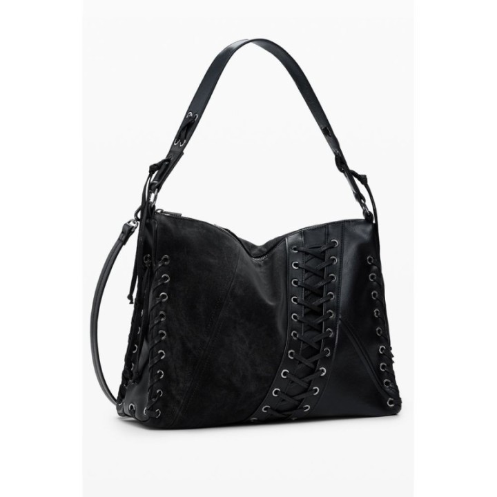 bolso de hombro Desigual para mujer en polietileno negro vista frontal