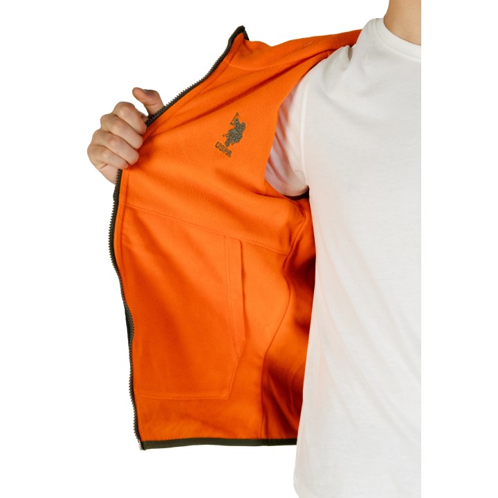 U.S. Polo Assn. chaqueta de hombre verde oliva con interior naranja detalle