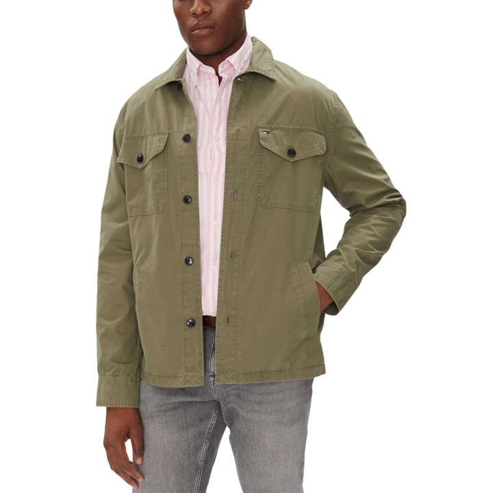 Chaqueta Tommy Hilfiger de sarga de algodón verde para hombre vista frontal