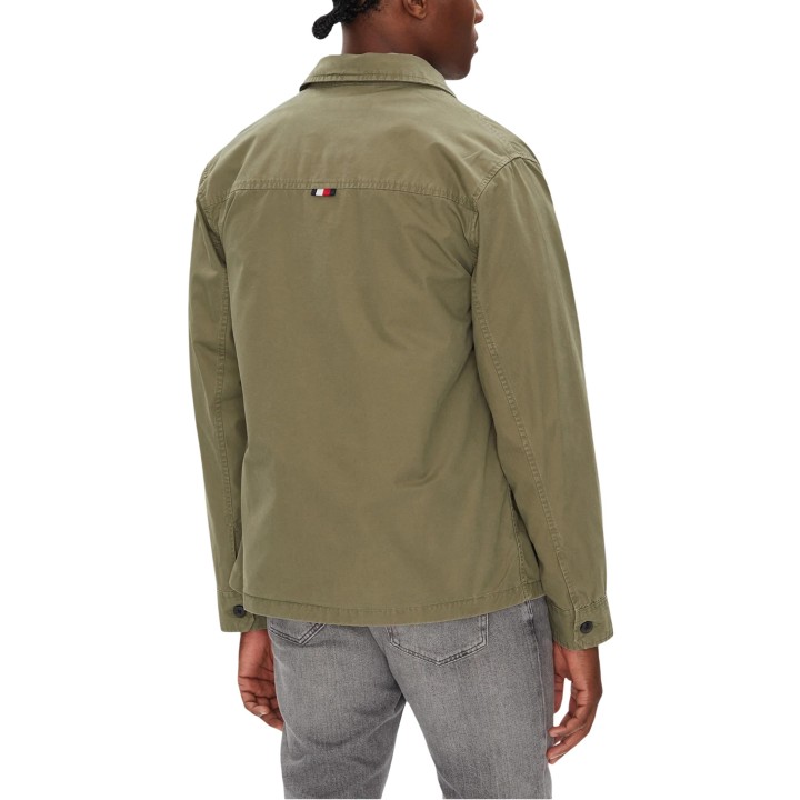 Chaqueta Tommy Hilfiger de sarga de algodón verde para hombre vista posterior
