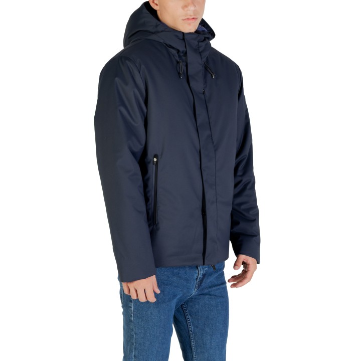 Abrigo azul de hombre EA7 Caban Coat 7M000689 AF15952 vista de tres cuartos