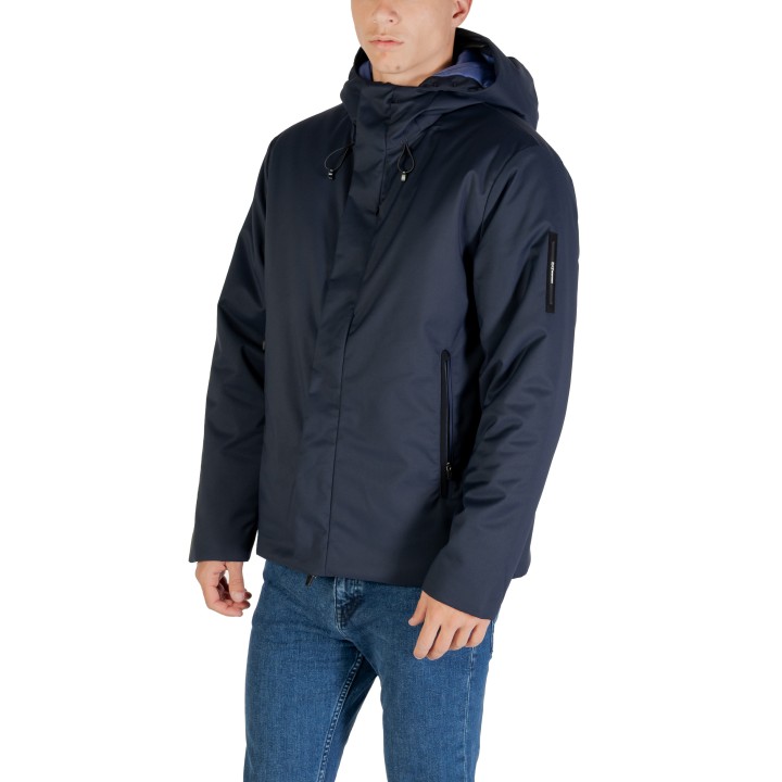 Abrigo azul de hombre EA7 Caban Coat 7M000689 AF15952 vista de tres cuartos