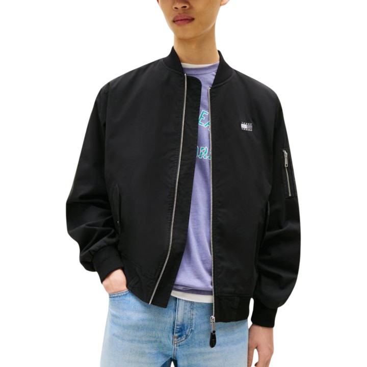 Tommy Hilfiger Jeans chaqueta bomber de hombre negra vista frontal