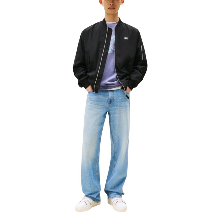 Tommy Hilfiger Jeans chaqueta bomber de hombre negra vista frontal completa