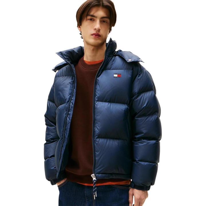 Chaqueta acolchada Tommy Hilfiger Jeans de hombre azul oscuro vista tres cuartos