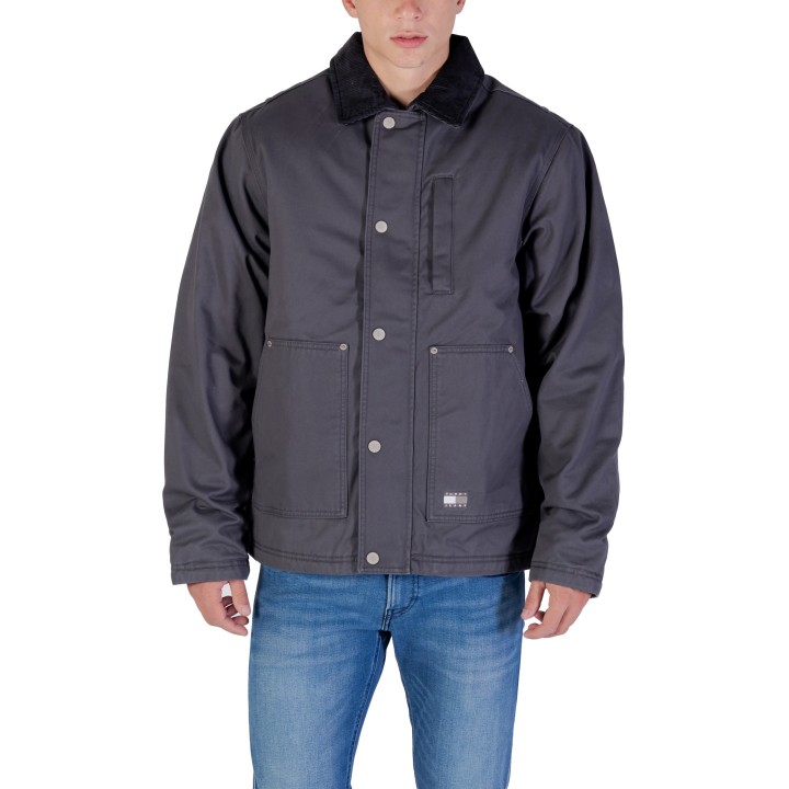 Tommy Hilfiger Jeans chaqueta de hombre gris oscuro de sarga vista frontal