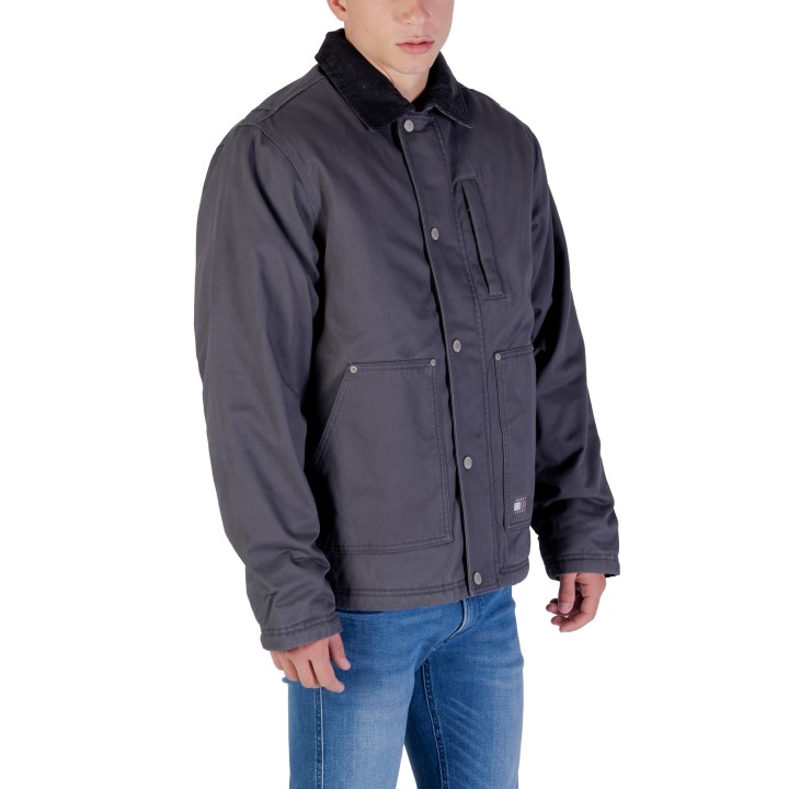 Tommy Hilfiger Jeans chaqueta de hombre gris oscuro de sarga vista de tres cuartos