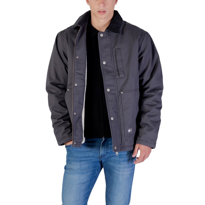 Tommy Hilfiger Jeans chaqueta de hombre gris oscuro de sarga abierta vista frontal