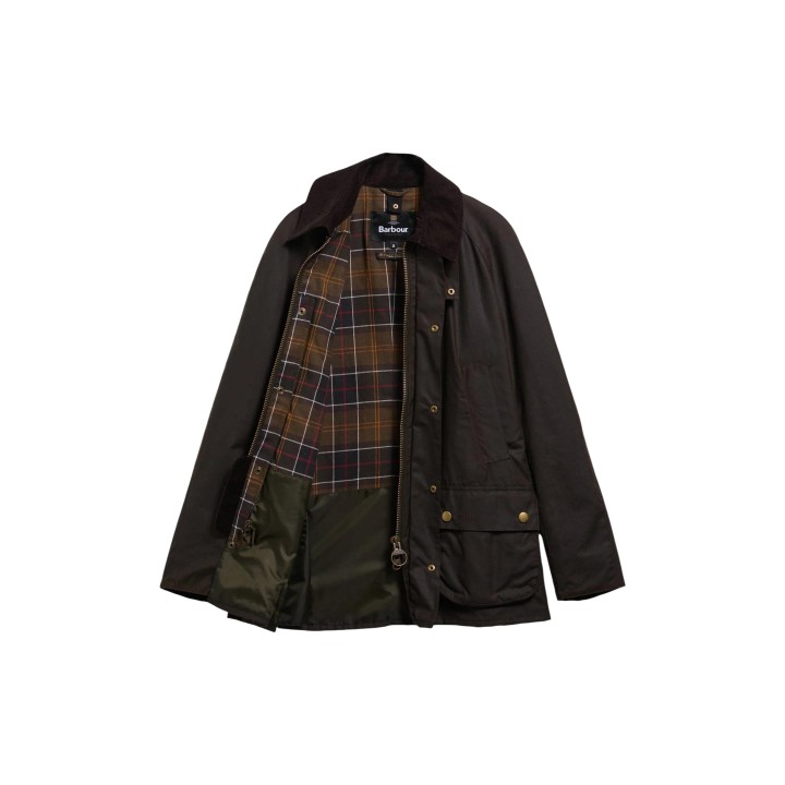 Chaqueta encerada Barbour Ashby MWX0339 de hombre marrón oscuro vista tres cuartos sobre modelo