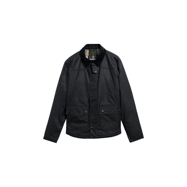 Barbour chaqueta de hombre Reelin MWX1106 azul oscuro encerada vista frontal