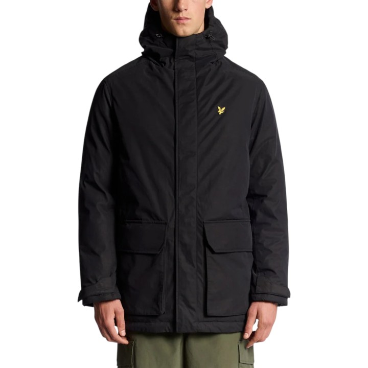 Lyle & Scott parka de hombre negra con membrana JK2320V vista frontal