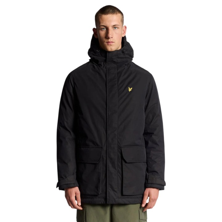 Lyle & Scott parka de hombre negra con membrana JK2320V vista frontal