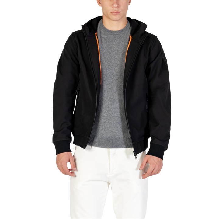 Chaqueta negra de hombre YOS GB003038U en vista frontal abierta