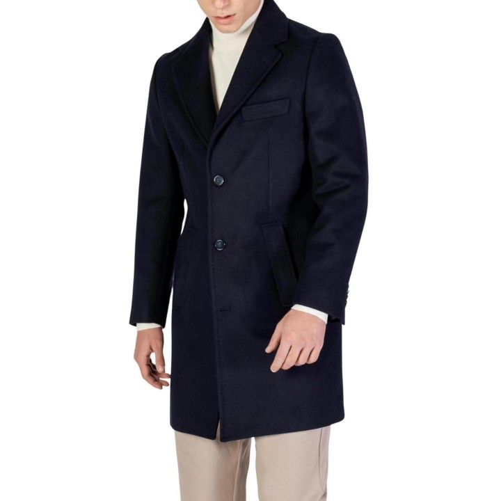 Abrigo de hombre YOS BARONE azul oscuro vista de tres cuartos
