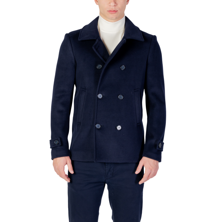 YOS abrigo peacoat de hombre azul marino de paño vista frontal