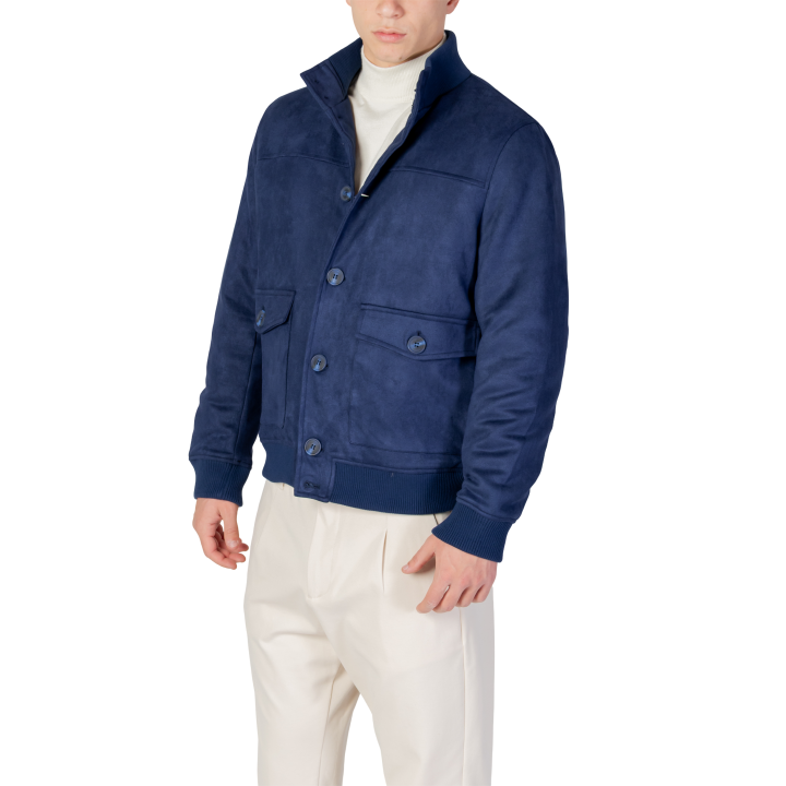 YOS chaqueta de hombre 2751 azul claro de ante vista lateral