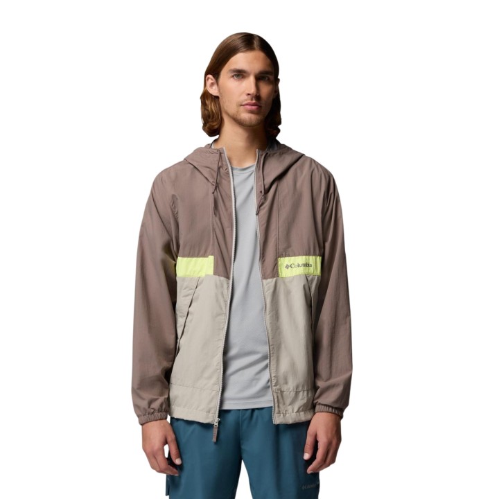 Columbia chaqueta cortavientos de hombre gris Spire Valley 2117051 vista frontal abierta